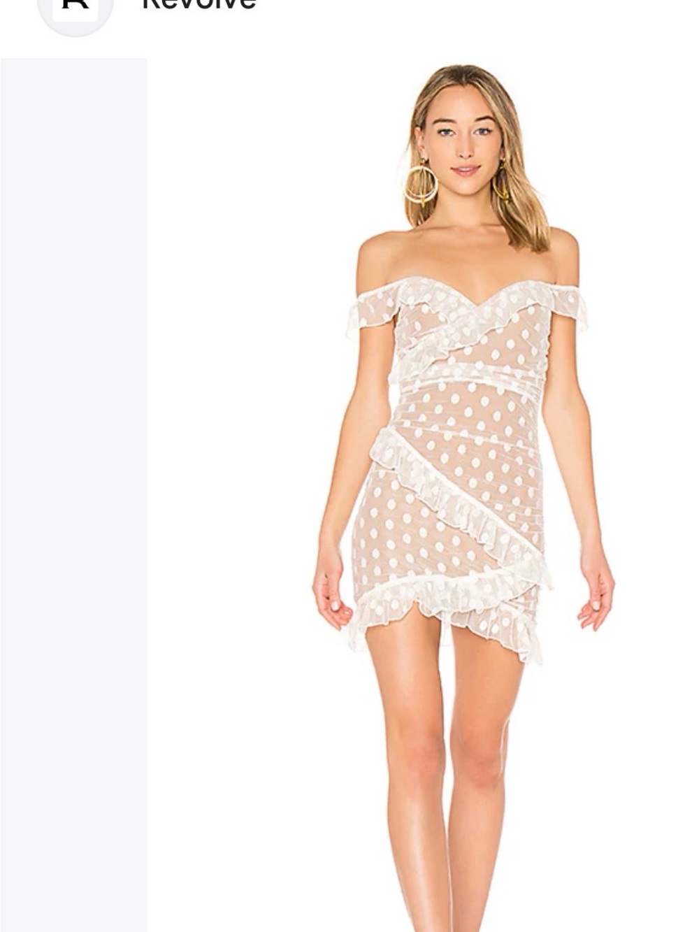 Revolve Majorlle White Off-Shoulder Polka Dot Ruffle Mini Dress